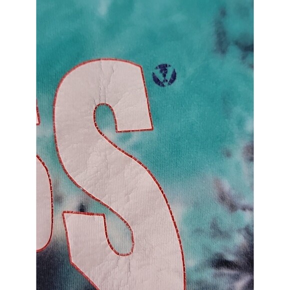 Vintage Guess Shirt Mens M Blue Black Tie Dye Graphic Flag Embroidered 90s - Picture 5 of 15